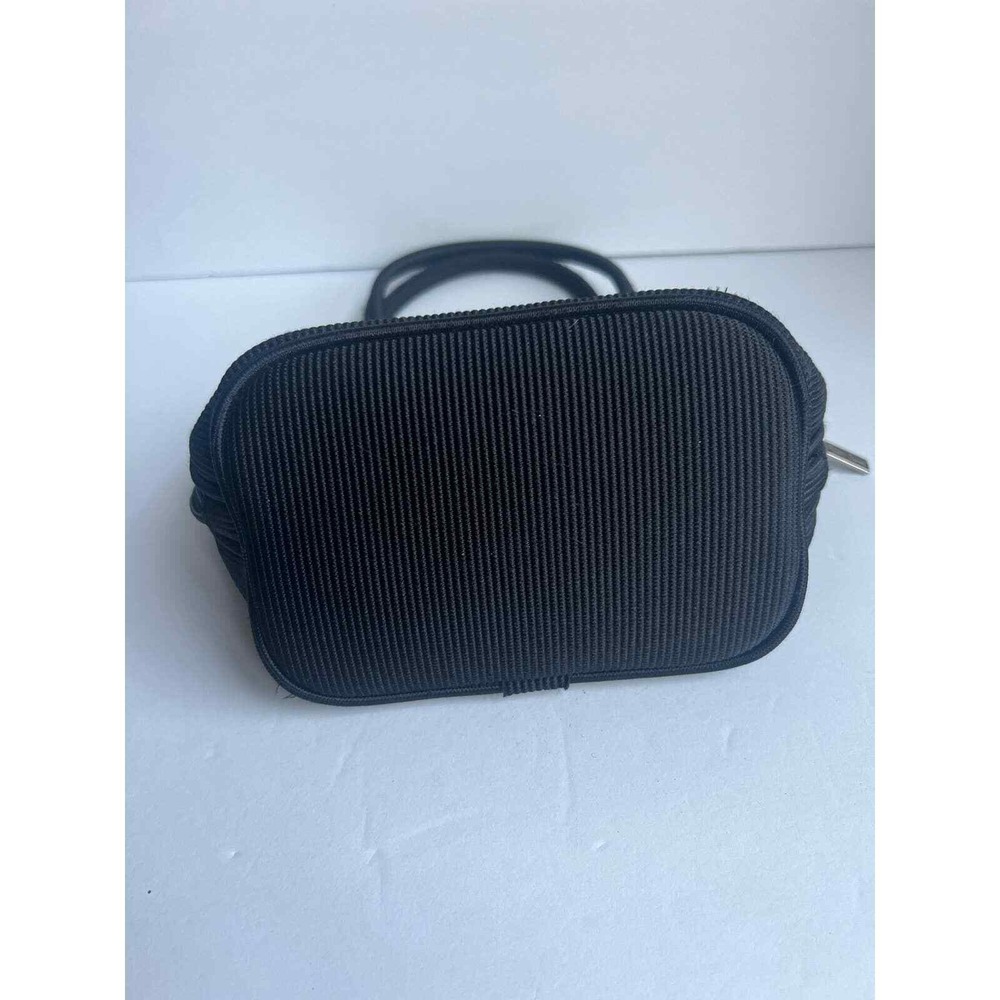 Falchi Sport Black Ribbed Dome Handbag Silver Logo Plaque‎ Zip Top Satchel - Picture 4 of 6